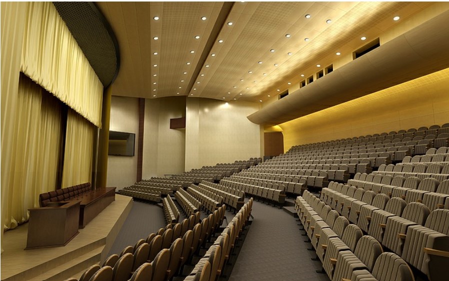 thiết kế nội thất hội trường bằng gỗ công nghiệp